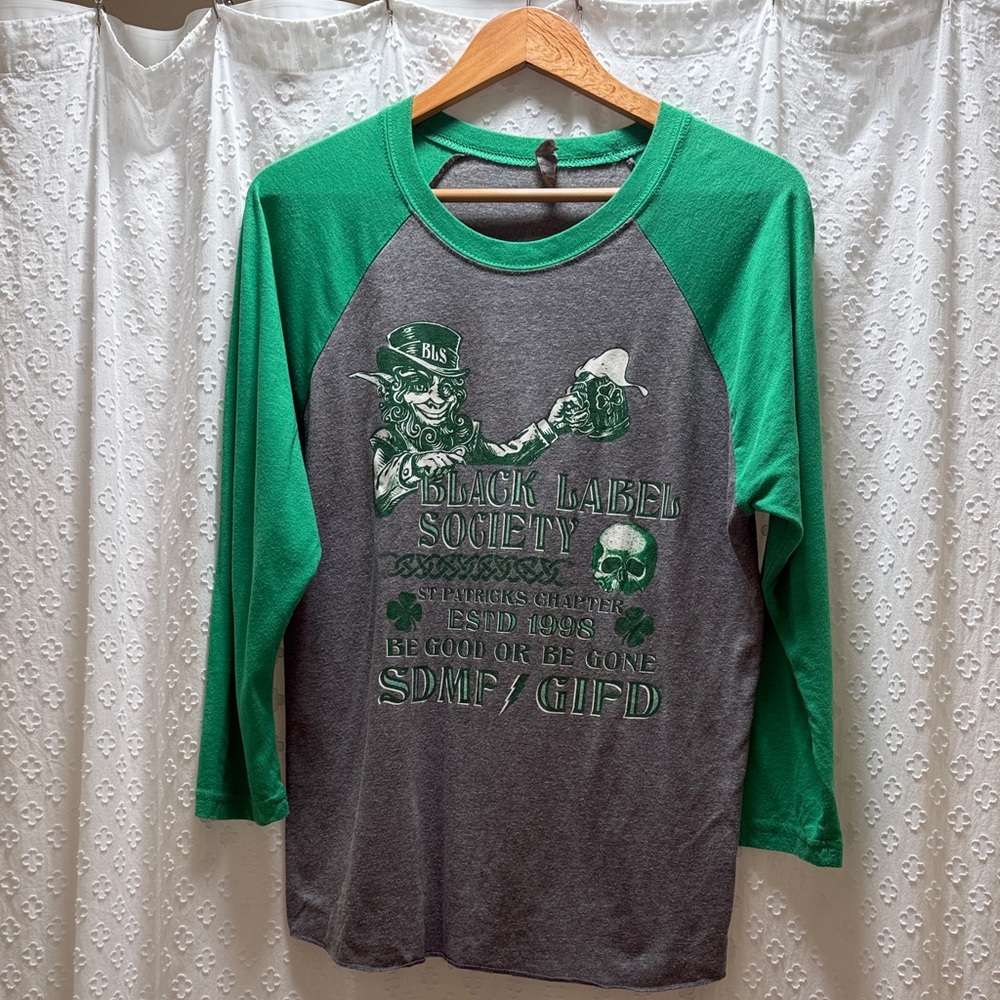 Black Label Society Green and Gray Baseball Tee